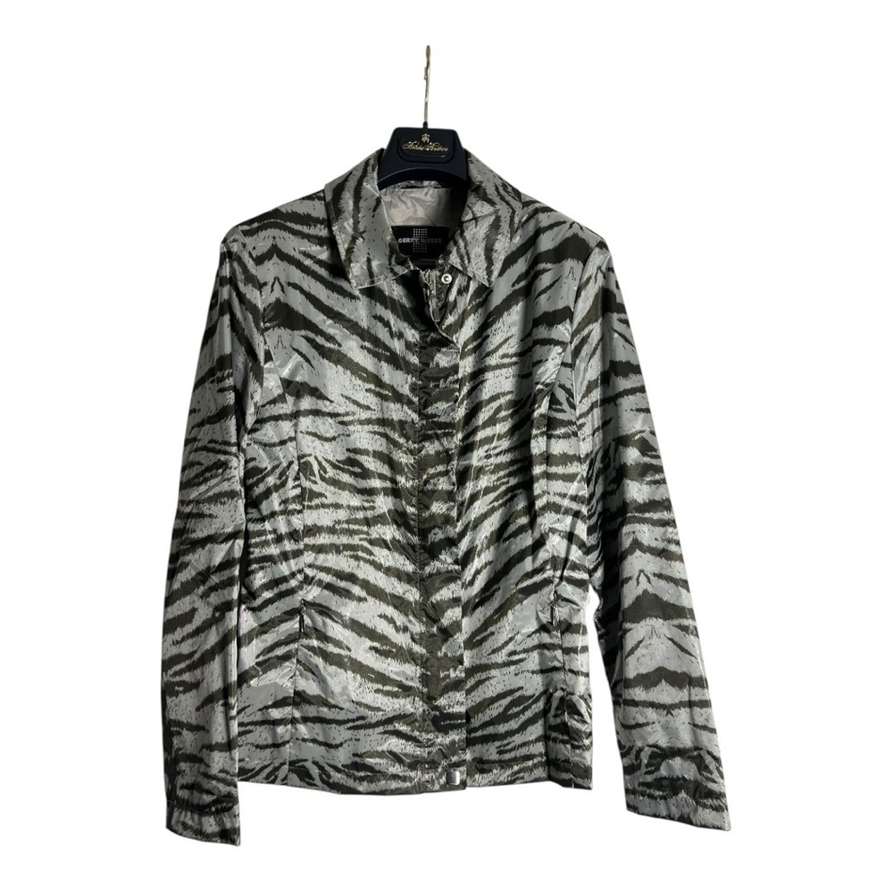 Gerry Weber Black and Gray Zebra Print Jean Jacket, Modern Print - Size M - Picture 2 of 5